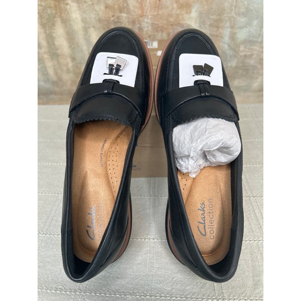 Clarks Westlynn Bella Women's Black Leather Chunky Lug Sole Loafer Size 8.5 M - Picture 14 of 14